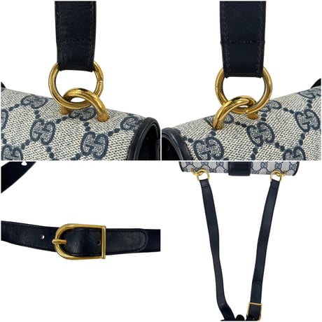 GUCCI GGキャンバス スプリーム ネイビー フラップ ヴィンテージ ショルダーバッグ