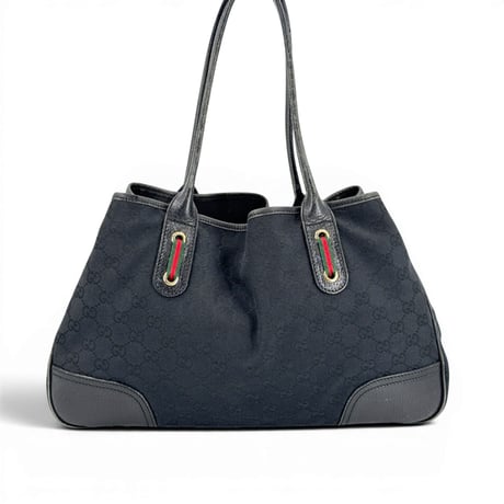 GUCCI プリンシー GGキャンバス エクリプス トートバッグ ブラック シェリーライン リボン 163805