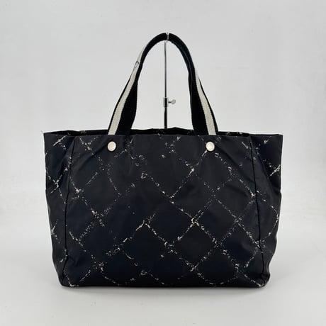 CHANEL オールドトラベルライン ナイロントートバッグMM ブラック スクエア
