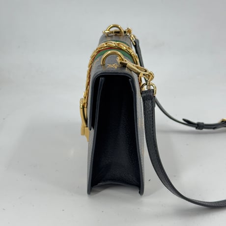 GUCCI シヴィ ビー＆スター ブラックレザー ミニショルダーバッグ 5244054 93075