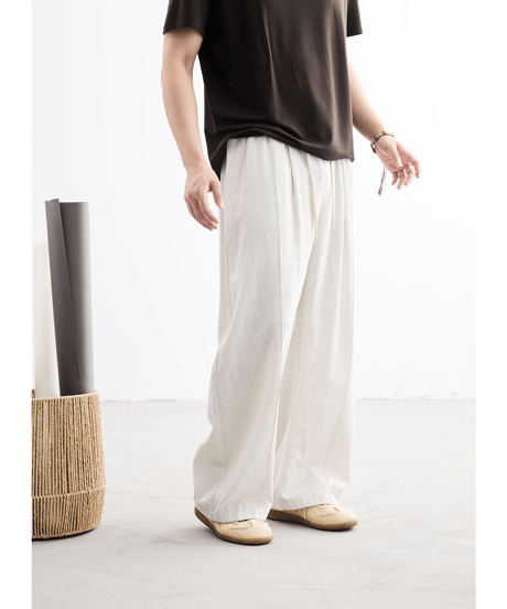 Front Pleated Wide Easy Pants / 3color