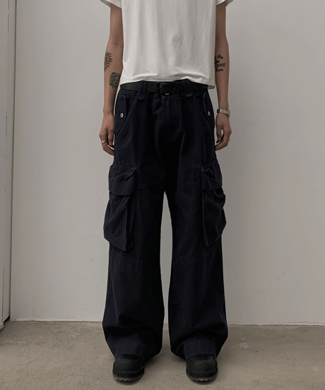 Vintage Wash Loose Cargo Pants / 2color