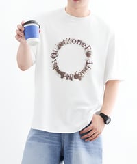 Circle Graphic Over Half Sleeve T-shirt / 3color