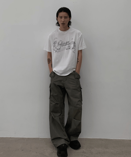 Vintage Wash Wide Cargo Pants  / 2color