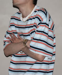 Vintage Striped Loose Pocket Short Sleeve T-Shirt / 2color