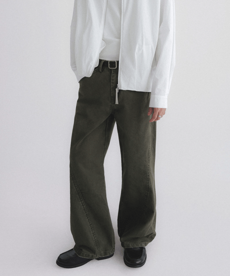 Vintage Wash Curved Seam Wide Pants / 2color