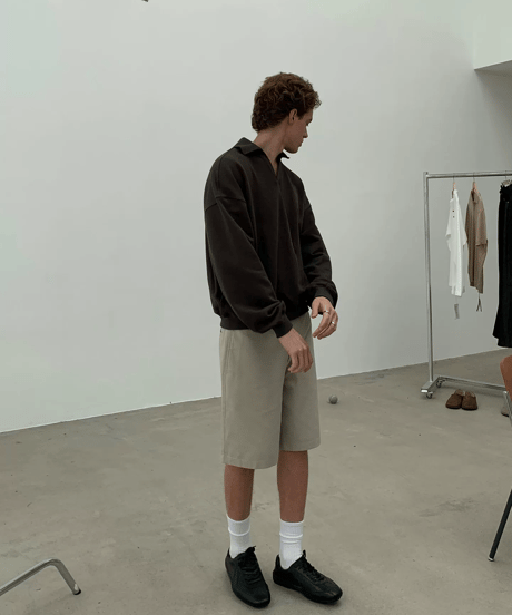V-Neck Pullover Sweatshirt / 2color