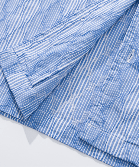 Relaxed Striped Open Collar Short Sleeve Shirt / 2color