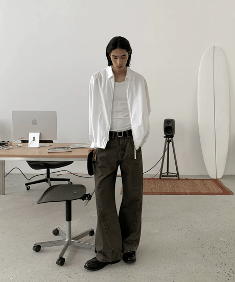 Cotton Short Collar Zip-Up Jacket / 3color