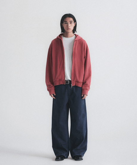 Washed Boxy Zip-Up Sweatshirt Hoodie