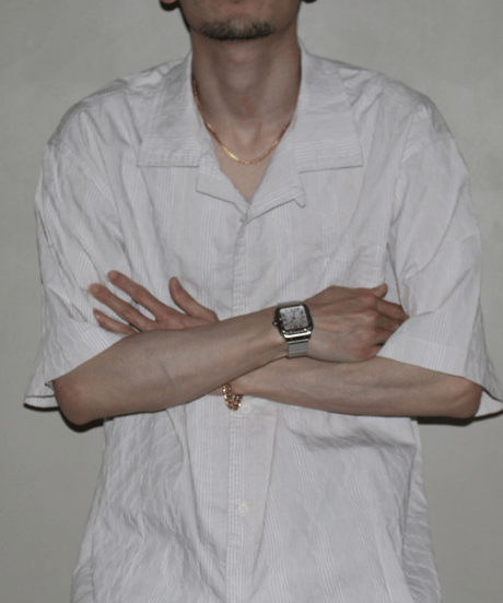 Relaxed Striped Open Collar Short Sleeve Shirt / 2color
