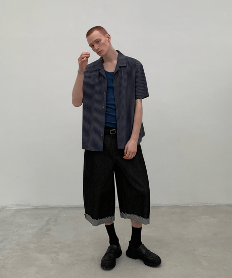 Raw Denim Crop Wide Pants