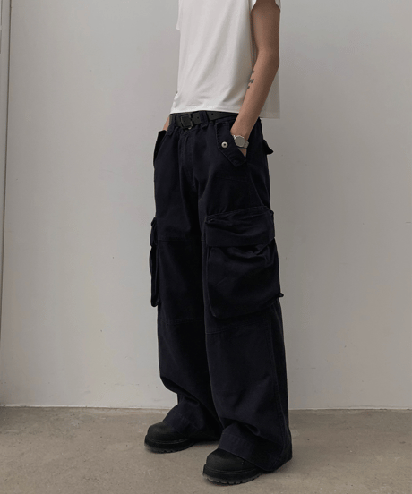 Vintage Wash Loose Cargo Pants / 2color
