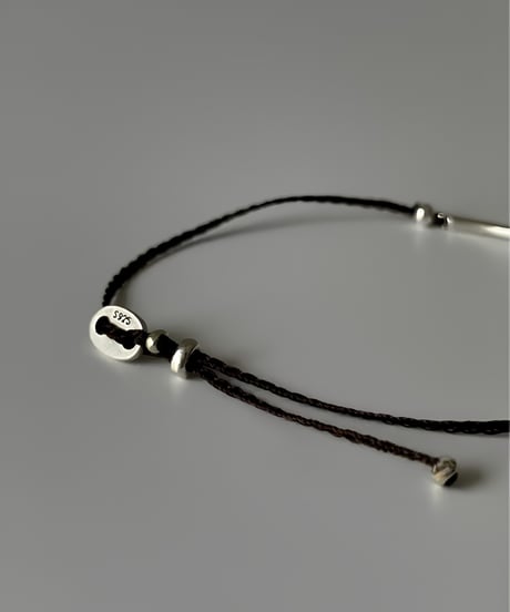 S925 Vintage Silver Gemstone Cord Bracelet