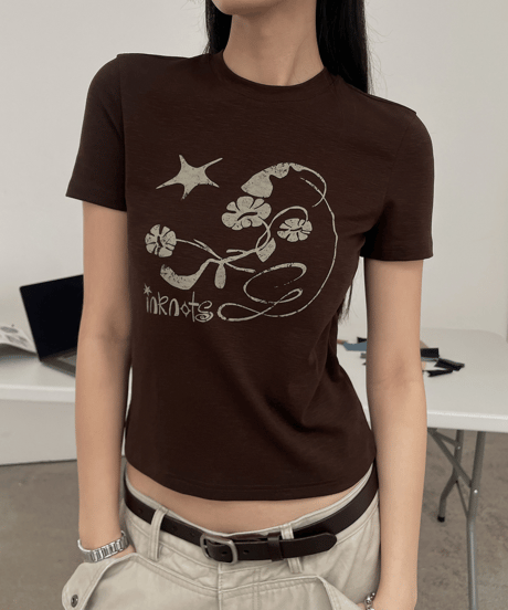 Vintage Flower Slub Tee / 2color
