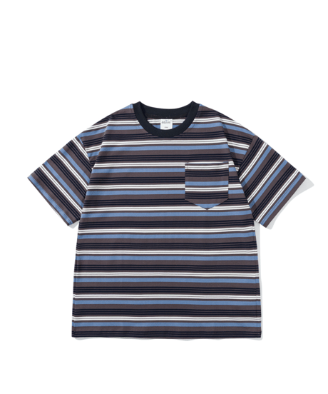 Vintage Striped Loose Pocket Short Sleeve T-Shirt / 2color