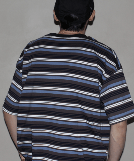 Vintage Striped Loose Pocket Short Sleeve T-Shirt / 2color