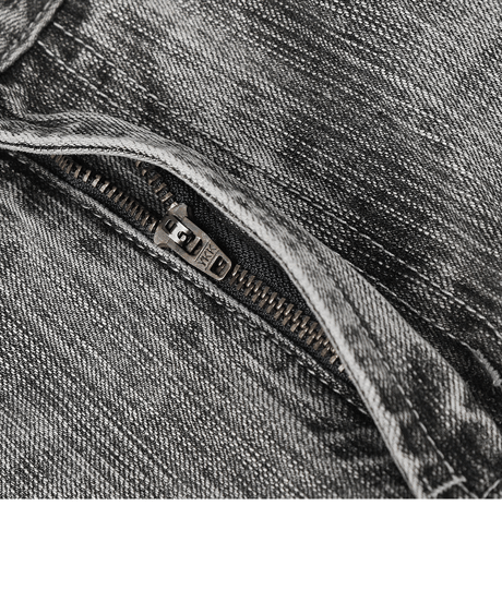 Washed Curved Silhouette Wide Denim Pants