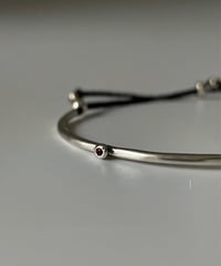 S925 Vintage Silver Gemstone Cord Bracelet