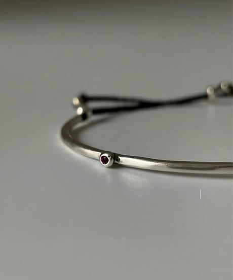 S925 Vintage Silver Gemstone Cord Bracelet