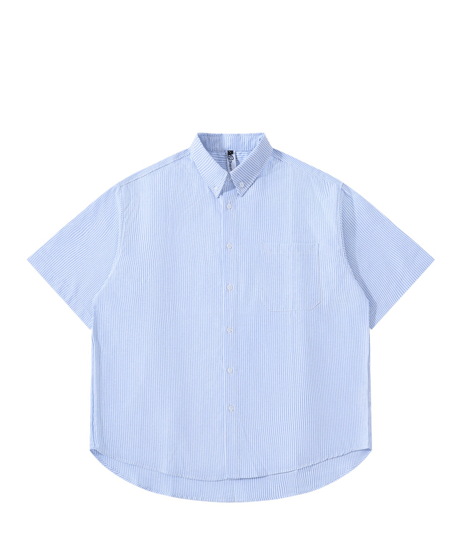 Loose Fit Striped Short Sleeve Button-Down Shirt