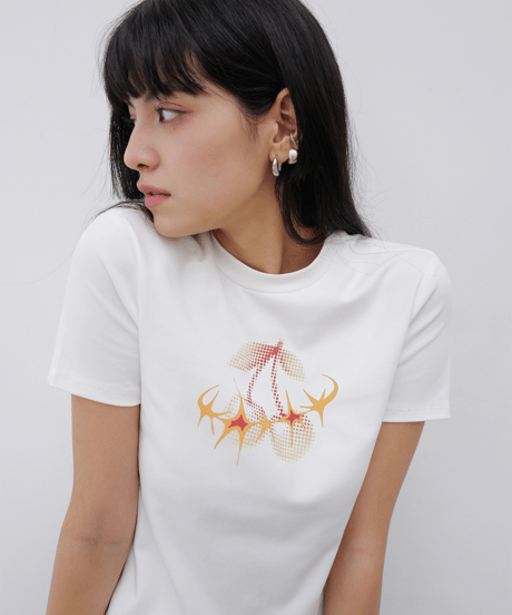 Cherry Graphic Crop Tee / 2color