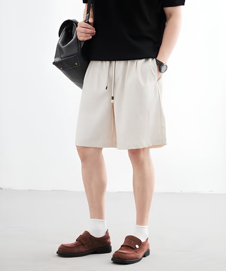 Linen Blend Drawstring Easy Short Pants