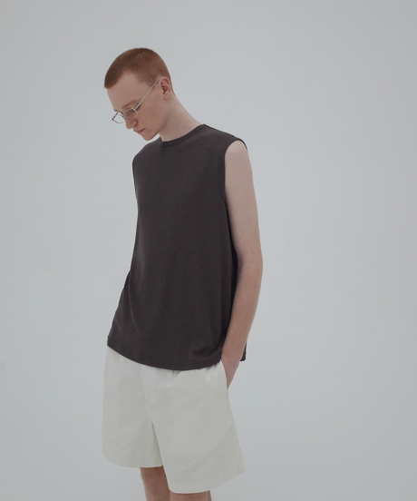 Basic Texture Sleeveless Tank Top  / 2color