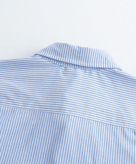 Loose Fit Striped Short Sleeve Button-Down Shirt