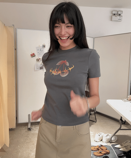 Cherry Graphic Crop Tee / 2color