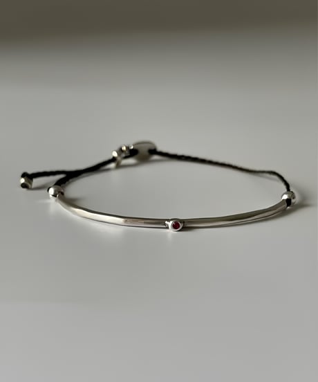 S925 Vintage Silver Gemstone Cord Bracelet