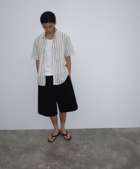 Oversized Vertical Stripe Short Sleeve Shirt