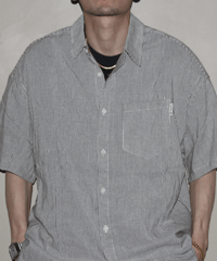 Vintage Stripe Loose Short Sleeve Shirt / 3color