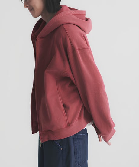 Washed Boxy Zip-Up Sweatshirt Hoodie