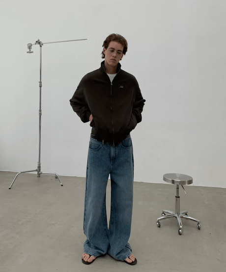 Double-Zip Full-Zip Sweatshirt Jacket / 2color