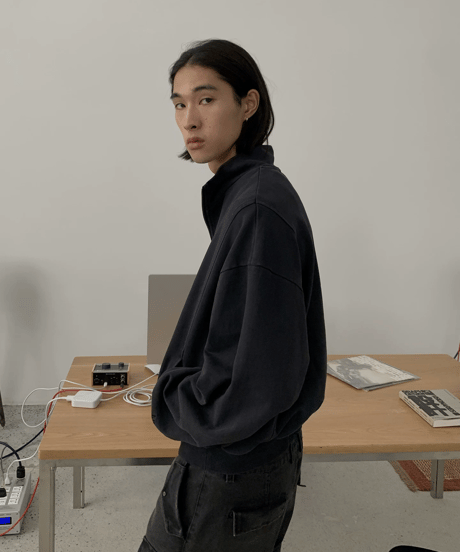 Washed Heavy Weight Half-Zip Sweatshirt / 2color