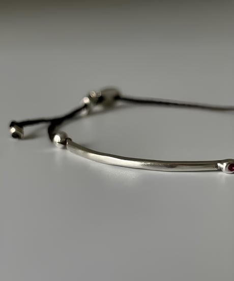 S925 Vintage Silver Gemstone Cord Bracelet