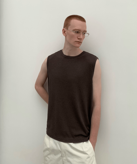 Basic Texture Sleeveless Tank Top  / 2color