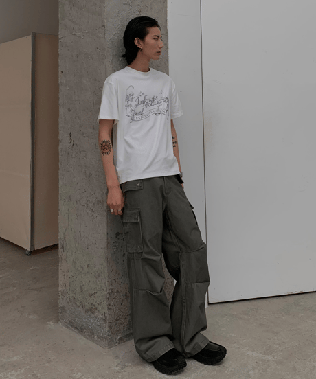 Multi-Pocket Pleated Wide Cargo Pants  / 2color