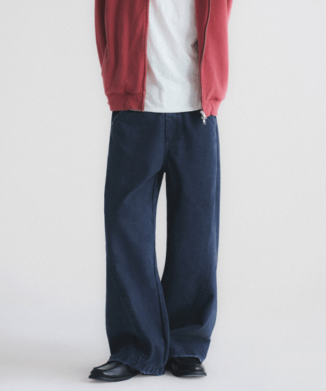 Vintage Wash Curved Seam Wide Pants / 2color