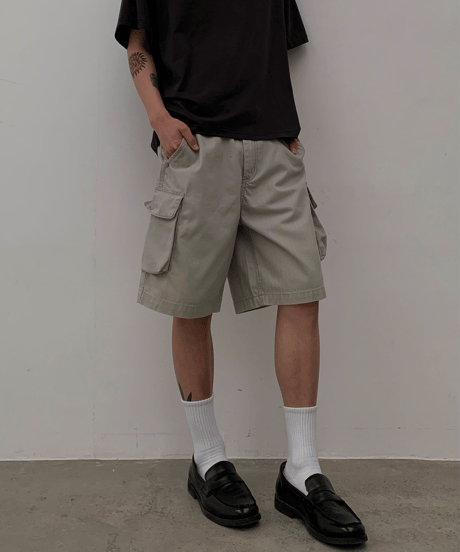 Washed Loose Cargo Shorts / 2color