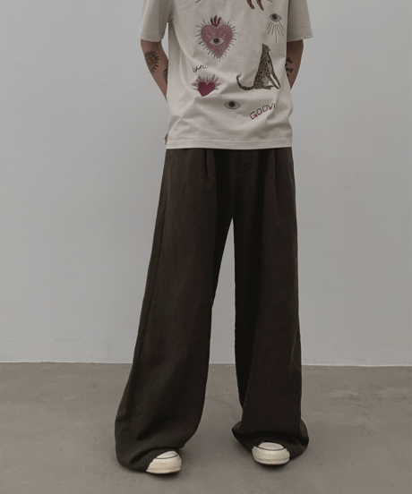 Tencel Linen Loose Wide Straight Pants / 2color