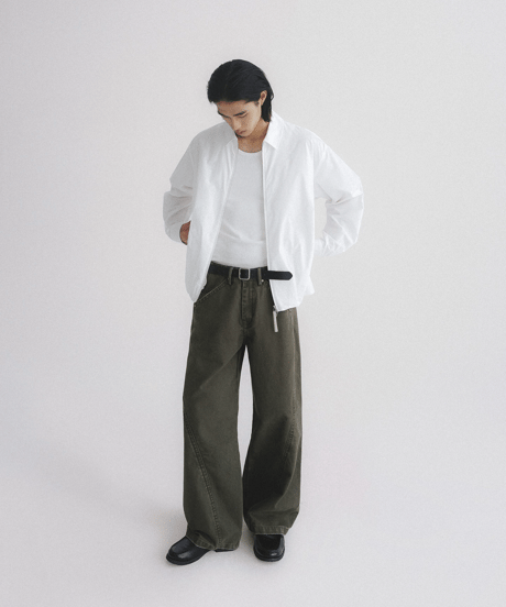 Vintage Wash Curved Seam Wide Pants / 2color
