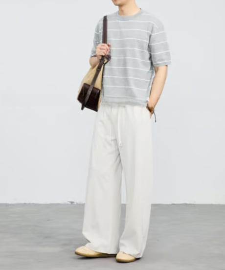 Border Short Sleeve Knit T-shirt / 4color