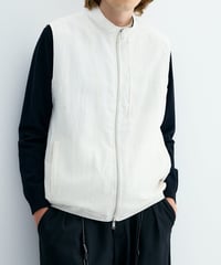 Wide Stand Collar Simple Zip Vest / 2color