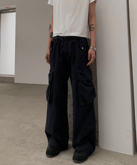 Vintage Wash Loose Cargo Pants / 2color