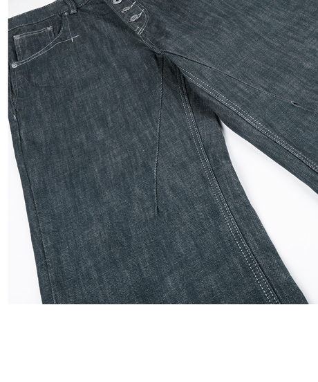 Faded Straight Wide Denim Pants