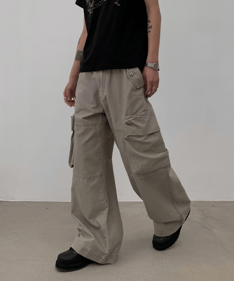 Vintage Wash Loose Cargo Pants / 2color