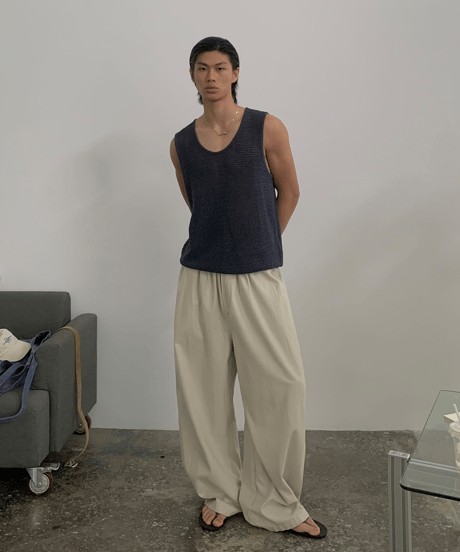 Lyocell Blend Wide Casual Pants  / 2color