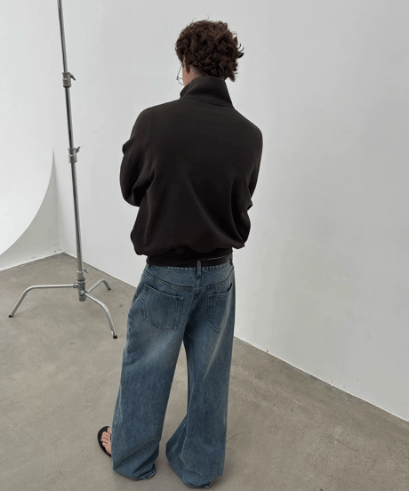 Double-Zip Full-Zip Sweatshirt Jacket / 2color